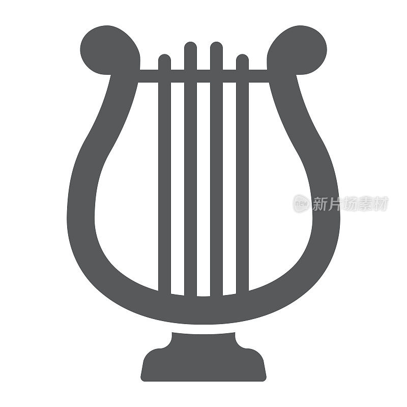 竖琴字形图标，圣帕特里克节和音乐，竖琴符号，矢量图形，白色背景上的固体模式，eps 10。